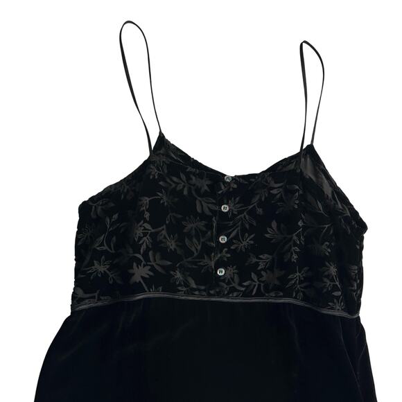 Kiko VTG Velvet Burnout Empire Spaghetti Strap Slip Black Long Dress M / L - Picture 3 of 10